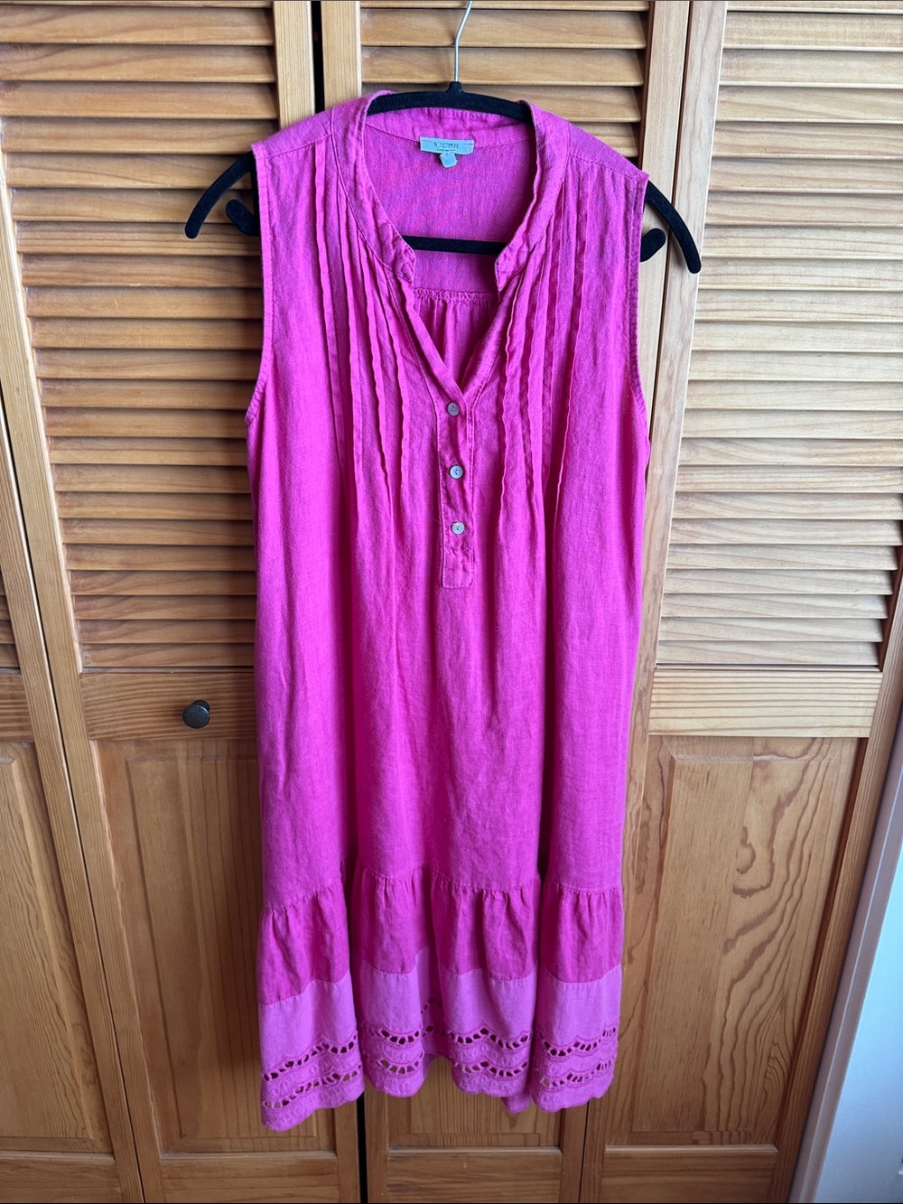 Sleeveless Fuchsia Midi Dress with Pintuck Detail